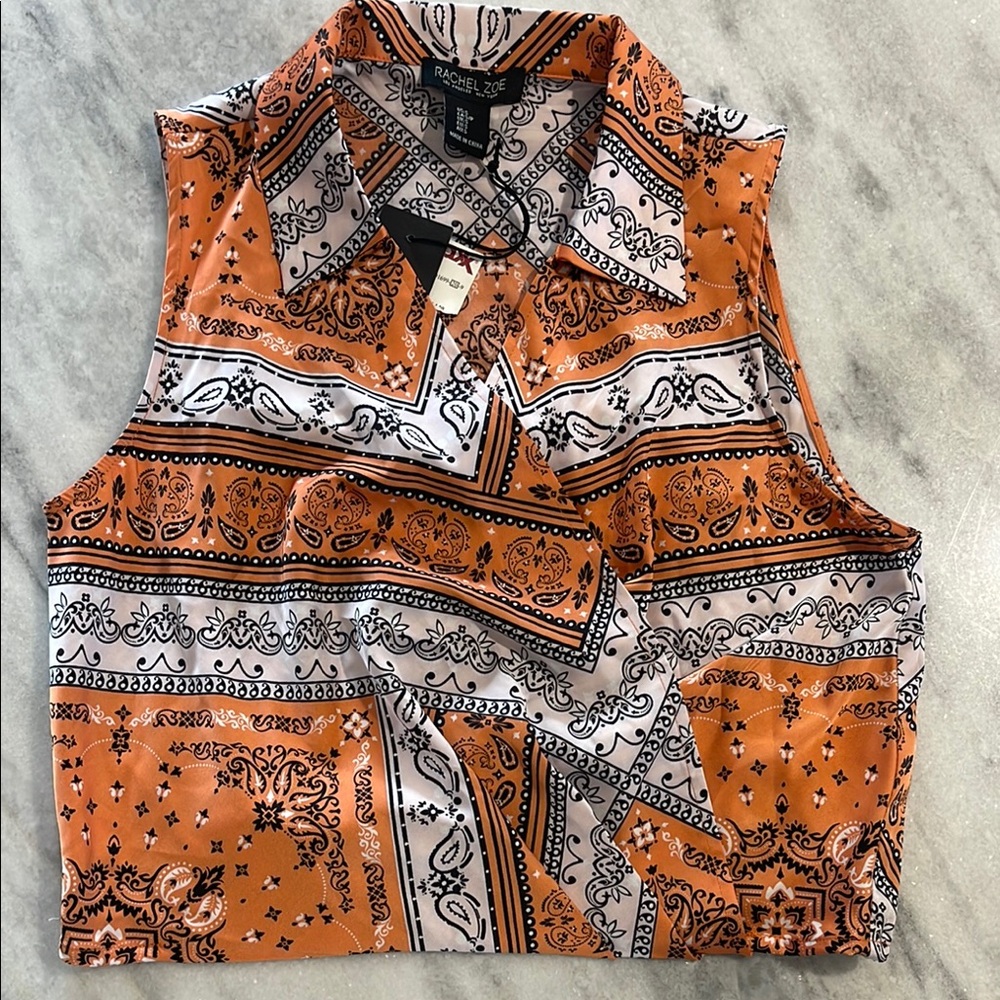 Rachel Zoe Notched Collar Top NWT